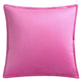 PiccoCasa Decorative Velvet Throw Pillow Cover 1PC, Square Solid Soft Cushion Pillow Cases for Sofa Couch Bedroom Hot Pink 18"x18"