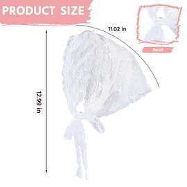 White Lace Hair Bandana for Women Hair Scarf Kerchief for Women's Hair Scarves Flower Headscarf Headbands Triangle Head Kerchief for Teen Girls French Hair Accessories for Women Lace Head Scarf