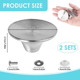 OnrySxn Dutch Oven Knob, 2 Pack Stainless Steel Pot Lid Knob for Cast Iron Dutch Ovens Heat Proof General Replacement Enameled Cast Handle Compatible with Le Creuset/Aldi/Lodge and More (Silver)