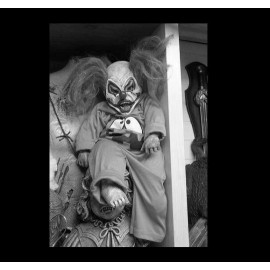 Vintage Creepy Clown Evil Grin PHOTO Freak Scary Child Weird Doll Strange Smile