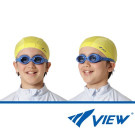VIEW V422J BL Swimming Goggles, Made in Japan, For Children Ages 3 to 5 Years, Anti-Fog, UV Protection, Name Column Included, Black