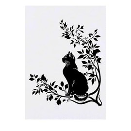 'Cat Sitting on Branch ' Temporary Tattoo - Water Resistant, Skin-Safe, Non-Toxic Transfer (TO00076155)