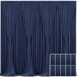 10 Panels Navy Blue Backdrop Curtain for Parties Wrinkle Free Photo Curtains Backdrop Drapes Fabric Decoration for Wedding Birthday Party Baby Shower 50ft(W) x 10ft(H)