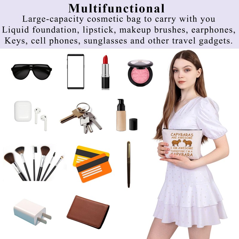 PLITI Capybara Gifts for Capybara Lovers Makeup Bag Capybaras are