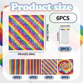 Rainbow Face Paint Set with 4 Rainbow Bandanas - 6 Colors, 2 Face Paints, 54x54cm