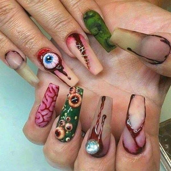 Chic Nail Studio Monster Mash Press-On Nails, Brain, Eyeball &