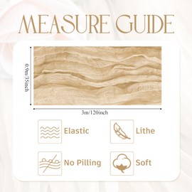 Wokceer Cheesecloth Table Runner Sand 10FT Boho Gauze Cheese Cloth Table Runner for Party Long Rustic Sheer Table Runners for Baby Bridal Shower Wedding Easter Table Decor