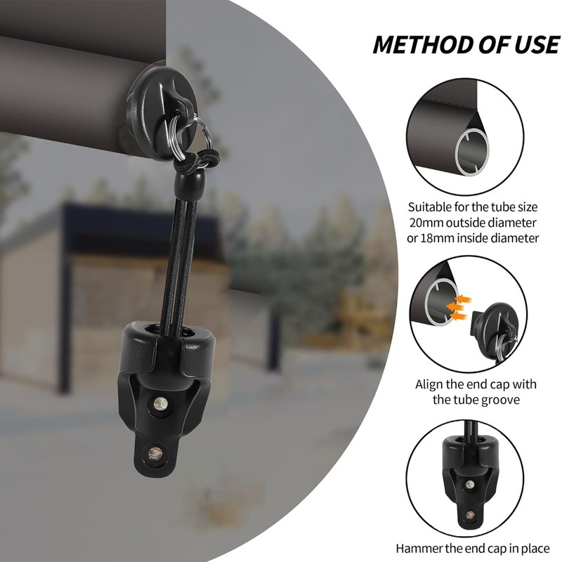 Replacement Bungee End Caps for Coolaroo Shades, Black