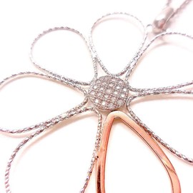 [Flabosso] FRABOSO Long Necklace, Flower, Italian Silver, 925, Silver 925, GR09043BC RD+PK 60cm Imported