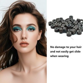 AYIBO 1000Pcs MicroLink Beads for Hair Extensions, 5mm Silicone Lined Beads Microlink Rings Hair Extensions Tool, Brown