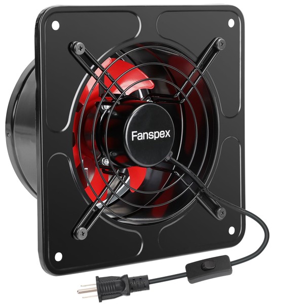 Fanspex 10" Exhaust Fan for Kitchen, Wall Mount Household Ventilation