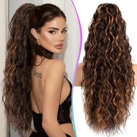 Claw Clip Ponytail Extension for women - 26" Long Curly Drawstring Ponytail Hair Extensions for Women, Strong Hold Fluffy Natural Looking Synthetic Hair Pieces for Daily Use