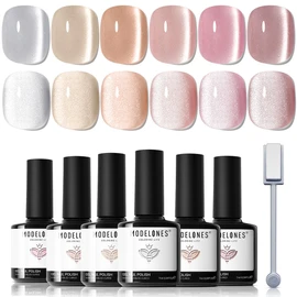 MODELONES Magnetic Gel, Cat Eye Gel, Magnet, Magnet, Glitter, Magnetic Nail, Color Gel, Fine Particles, Cat Eyes, Self Nail, Set of 6 Colors, UV / LED Compatible, Gel Nail Color