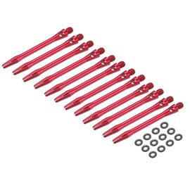 PATIKIL Aluminum Dart Shafts 48mm, 12 Pack 2BA Thread Dart Stems Replacement Accessories with Rubber Rings for Steel Tip, Red