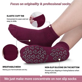 Ozaiic Non Slip Grip Socks for Yoga Home Workout Pure Barre, Pilates, Hospital, Ideal Cushion Socks for Men and Women