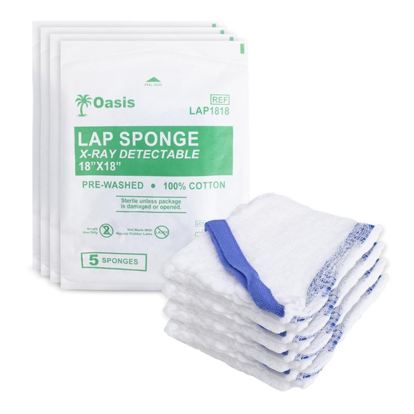 Sterile Lap Sponges, 18" X 18", 25 Count, Xray Detectable,