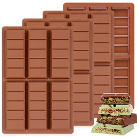 Fimary Chocolate Bar Mold - Non-Stick Chocolate Molds, Food Grade Chocolate Bar Mold Deep For Making Candy,Knafeh Pistachio Chocolate Bar, Milk Chocolate - Set of 4