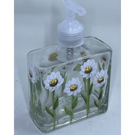 Hand painted White and Yellow Daisy Soap or Lotion Dispenser