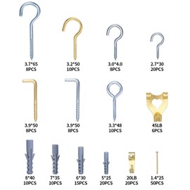 203 Pcs Picture Hanging Kit: Screw-in Hooks, Screw-in Vine Eyelet Screws, L Hooks Screw in Hooks, Ceiling Cup Hooks, Picture Nails for Walls, Heavy Duty Picture Hooks for Hanging Pictures Plants