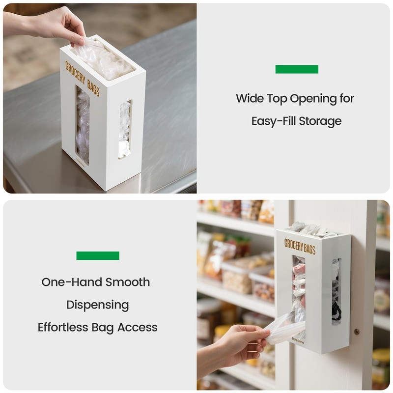 Libreshine Extra Large White Bamboo Grocery Bag Holder for Plastic