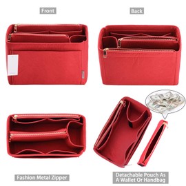 ZTUJO Purse Organizer, Felt Bag Organizer Purse Organizer Insert For Speedy, Neverfull, Graceful, Neverfull,Tote, Handbag,Shaper, Red, Medium