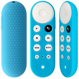 2pcs Remote Sleeve Compatible for Chromecast with Google TV Voice Remote, Pinowu Shockproof Silicone Cover for Google TV 2020 Voice Remote (Turquoise & Green)