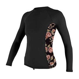 O'Neill Side Print Long Sleeve Rash Guard Women Black/Flo (XS)