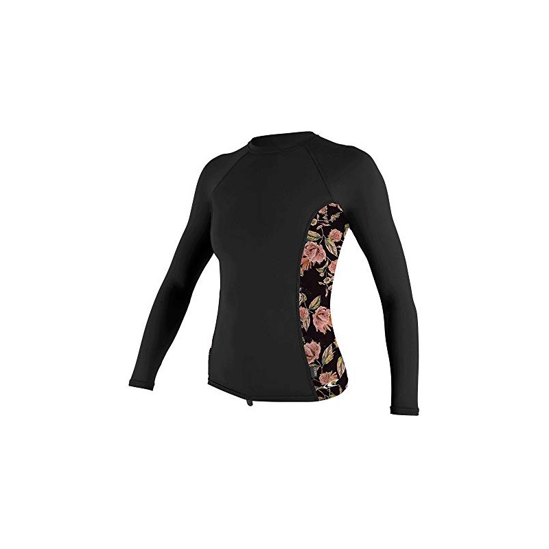 O'Neill Side Print Long Sleeve Rash Guard Women Black/Flo (XS)