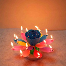14 Rotating Lotus Birthday Candles with Music for Parties: Celebrate in Style (Color)