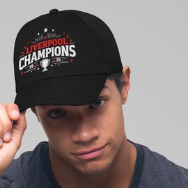 Liverpool Champions Baseball Cap 2025 Design for Football Supporter Fan Men Boys Guys Man Gift, One Size, Black