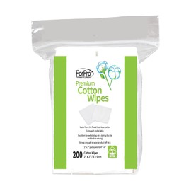 ForPro Premium Cotton Wipes, 100% Cotton, Extra-Soft, for Cosmetic, Nail, and Personal Care, 2” x 2”, 200-Count