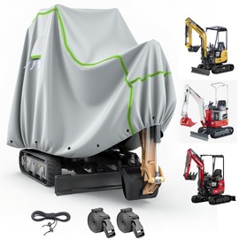 Mini Excavator Cover Fits 3000-4000 lbs Models, Mini Excavator Covers Waterproof Compatible with Bobcat E20/Kubota U17/Caterpillar/John Deere 17G, 600D Excavator Cover, Heavy Duty Excavator Cover.