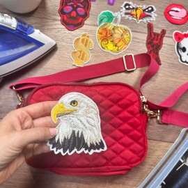 Premium Iron-On Patches - Eagle Patch American - Durable & Easy-to-Apply - Embroidery Decals for Clothing Accessories - Vibrant Designs - DIY Patriotic Biker Punk