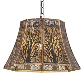 Shining gold Industrial Gold Bursh Black Pendant Light Fixture Vintage Rustic Pendant Lighting with Gold Finish Farmhouse Hollow-Carved Pendant Light for Kitchen Island, Dining Room, Bedroom