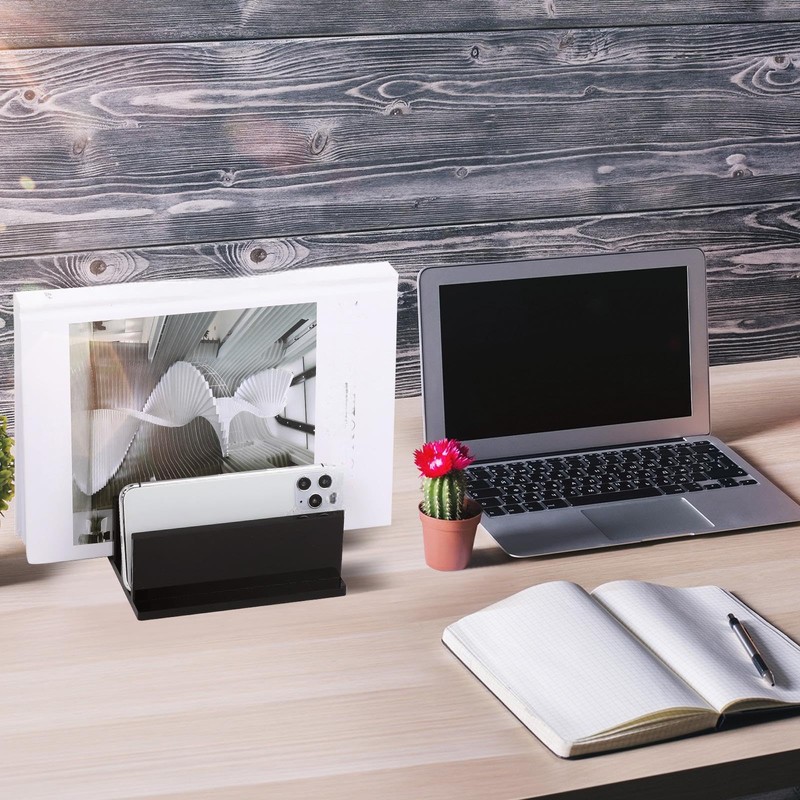 Frienda 1 Piece 4-Compartment Acrylic Vertical Laptop Stand, Can Accommodate