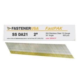 FastenerUSA 2" DA21 ANGLE FINISH NAILS 15GA 304SS 500ct | SSDA21F