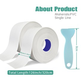 Caulk Tape - 2 Roll Waterproof Bathroom Caulking Tape for Shower, Toilet Edge Protector Bathtub, Sink | Self-Adhesive PVC Caulk Strip Sealant with Tool | Bathroom Decor & Accessories(1.5" x 10.5Ft)