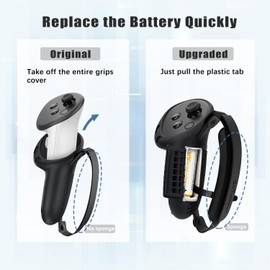 SoJumpvr Controller Grips Cover Compatible with Meta Quest 3S/Quest 3 Accessories, Hand Strap with Battery Opening, Knuckle Straps with Widen and Thicken Sponge(Not for Charging Dock) (Black)