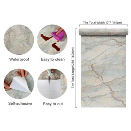 CHIHUT Glossy Marble Contact Paper for Countertops Waterproof Self-Adhesive Removable Marble Wallpaper for Walls Thick Vinyl Film Kitchen Peel and Stick Countertops Paper for Table Bathroom 17.7”×236”