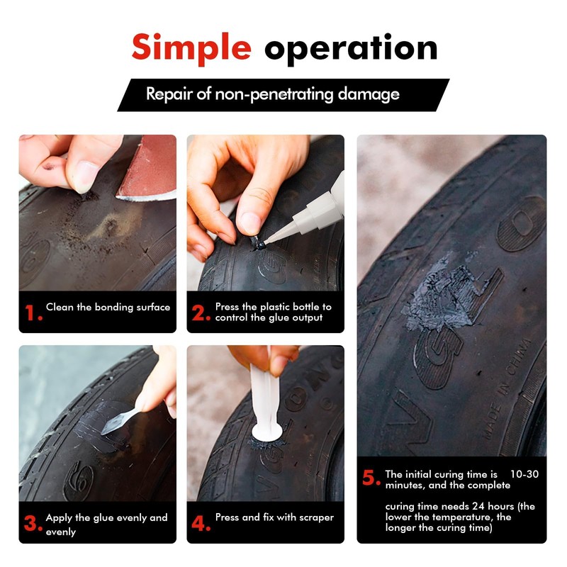 XTryfun Black Tire Glue for Rubber Adhesive for Sidewall Bonding
