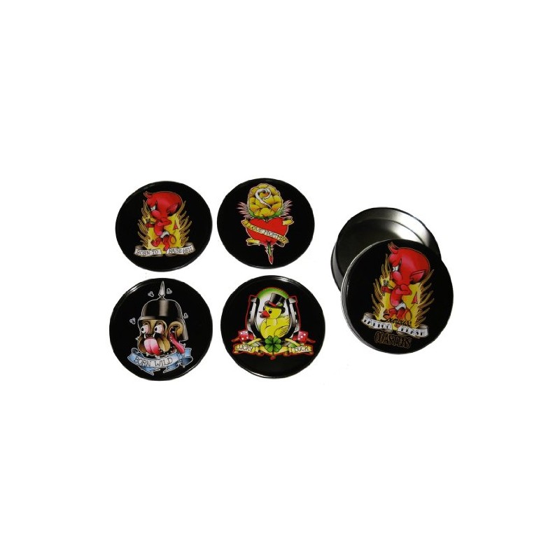 Tattoo Flash Cartoon Coasters from Sourpuss Clothing (Set of 4