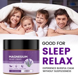 Lavender Magnesium Relief Cream for Muscle Relaxation & Sleep Support - Fast-Absorbing Magnesium Lotion with Lavender, Arnica & Aloe - Helps Ease Tension, Cramps, Restless Legs & Stress - 114g