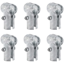 POASLWIKQ T Pipe Clamp Pipe Connector,End Rail T Clamp (1-3/8" x 1-3/8"),Chain Link Fence T Clamp,Thin Pipe Fence Pipe Clamps, Galvanized Steel T Chain Link Fence Post Bracket 6 (Sets)