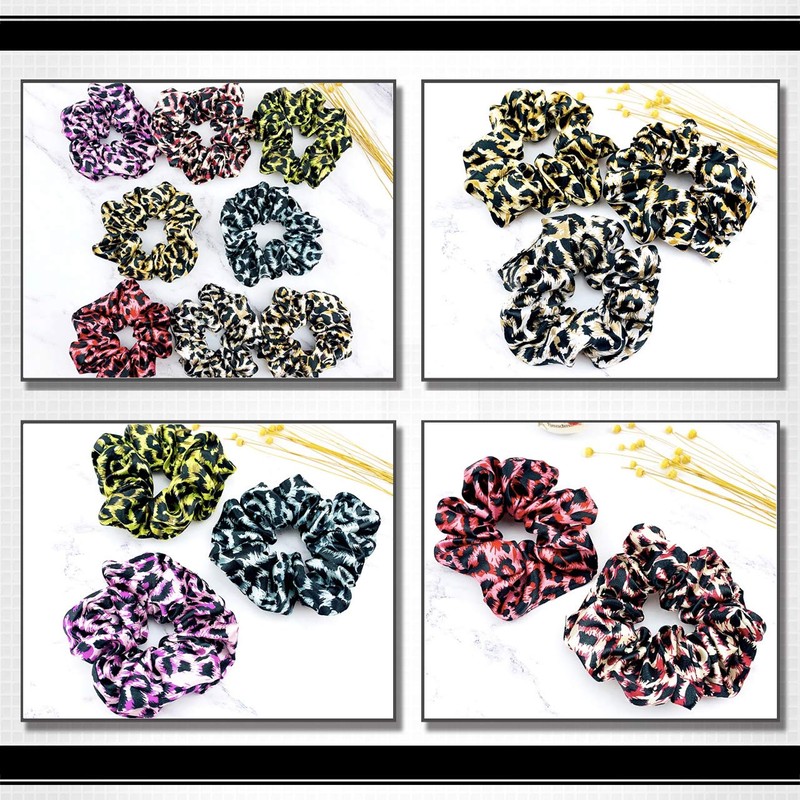 WHITE FANG ZA038 Women's Scrunchie Hair Rubber Leopard Pattern Leopard