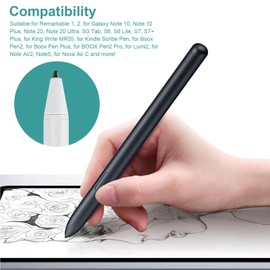 Pack of 10 Soft Tips EMR Digital Pen Tips, Replacement Tips for Remarkable 1/2, for Note 10, Note 20, 5G Tab, S6, S6 Lite, S7, for King Write MR05 (Black), black
