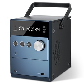 LONPOO Portable CD Player Boombox | 20W Stereo Sounds| Rechargeable Battery | Auto Lid Open Button | Big LCD Display | Bluetooth 5.3/FM Radio/USB/AUX Input | MIC & Earphone Port | Remote Control (608 Blue)