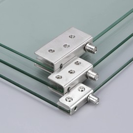 Pack-of-8 Glass Door Hinges 90°Pivot Door Hinge, No Drilling Glass Door Butt, 304 Stainless Steel, Fit 5-8mm Thickness Glass, Silver
