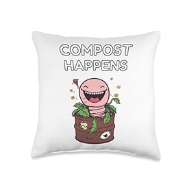 Compost Happens: Humorous Sustainable Gardening Throw Pillow