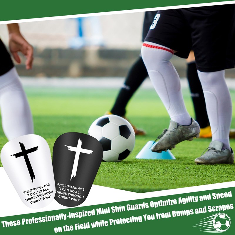 2Pairs Mini Shin Guards Soccer 3.35 x 2.36Inch Christian Faith