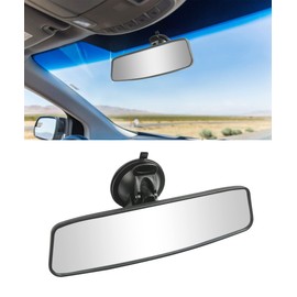 ESEWALAS Suction Cup Rear View Mirror,Anti-Glare HD Car Interior Rearview Mirror with Adjustable Suction Cup,Universal Thickened Inside Rearview Mirror, Car Mirror for RV Marine Auto (White)